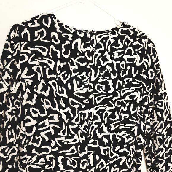 Zara Career Viscose Dress Black & White Maxi Length Balloon Sleeves SZ L - Picture 7 of 10